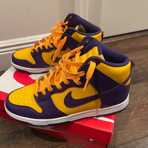 Nike Yellow and Purple High-Top Sneakers - Picture 4 of 10
